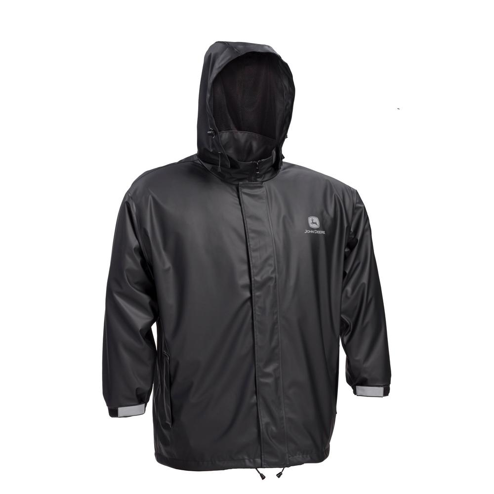 John Deere Premium Black Stretch Rain Jacket Size X-Large by John Deere