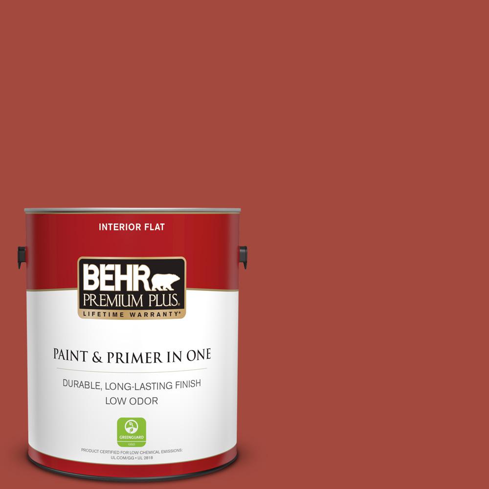 Behr Premium Plus 1 Gal 170d 7 Farmhouse Red Flat Low Odor Interior Paint And Primer In One