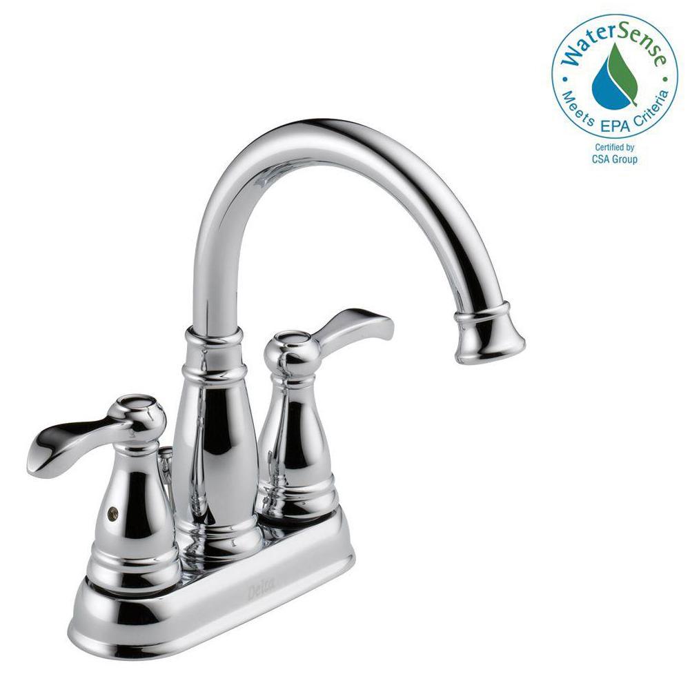 Delta Porter 4 In Centerset 2 Handle Bathroom Faucet In Chrome 25984lf Eco The Home Depot