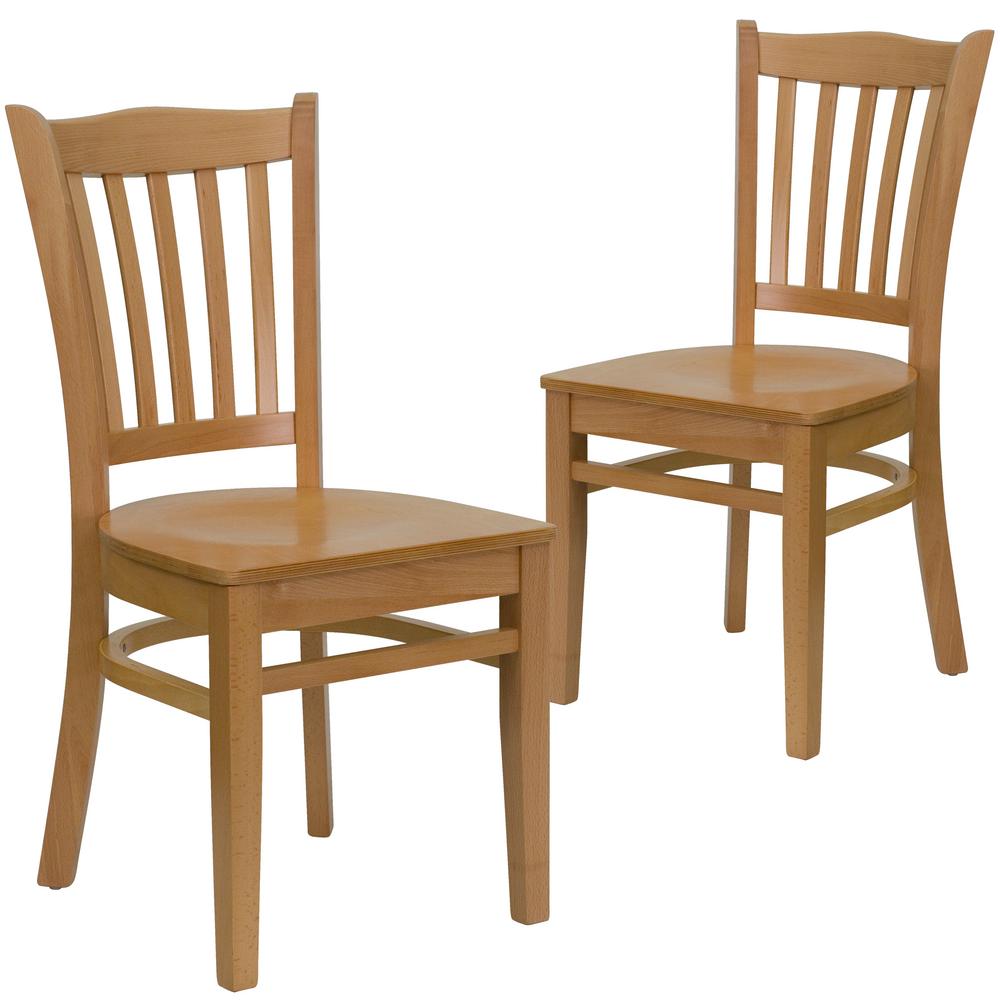 Natural Wood Seat Natural Wood Frame Restaurant Chairs Set Of 2