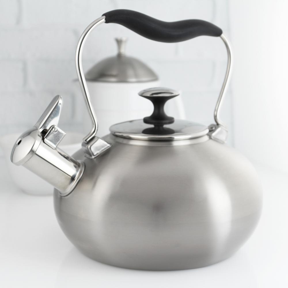 stainless steel teapot with strainer