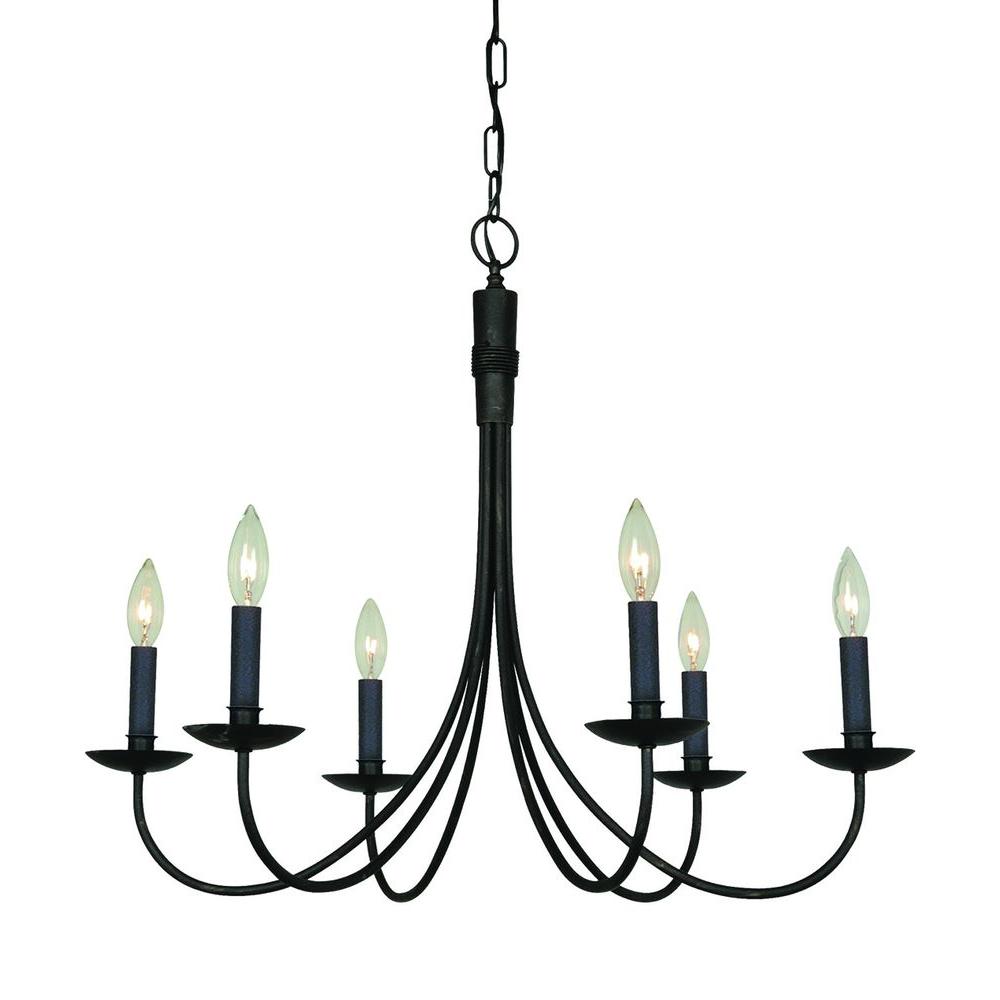 Artcraft Chasles 6 Light Black Chandelier Cli Acg178648 The Home Depot Artcraft Chasles 6 Light Black Chandelier