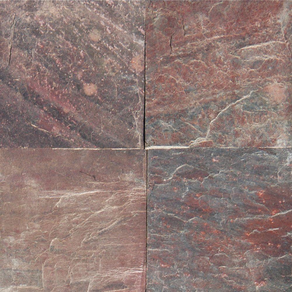 16x16 Slate Tile Natural Stone The Home Depot Copper Fire 16