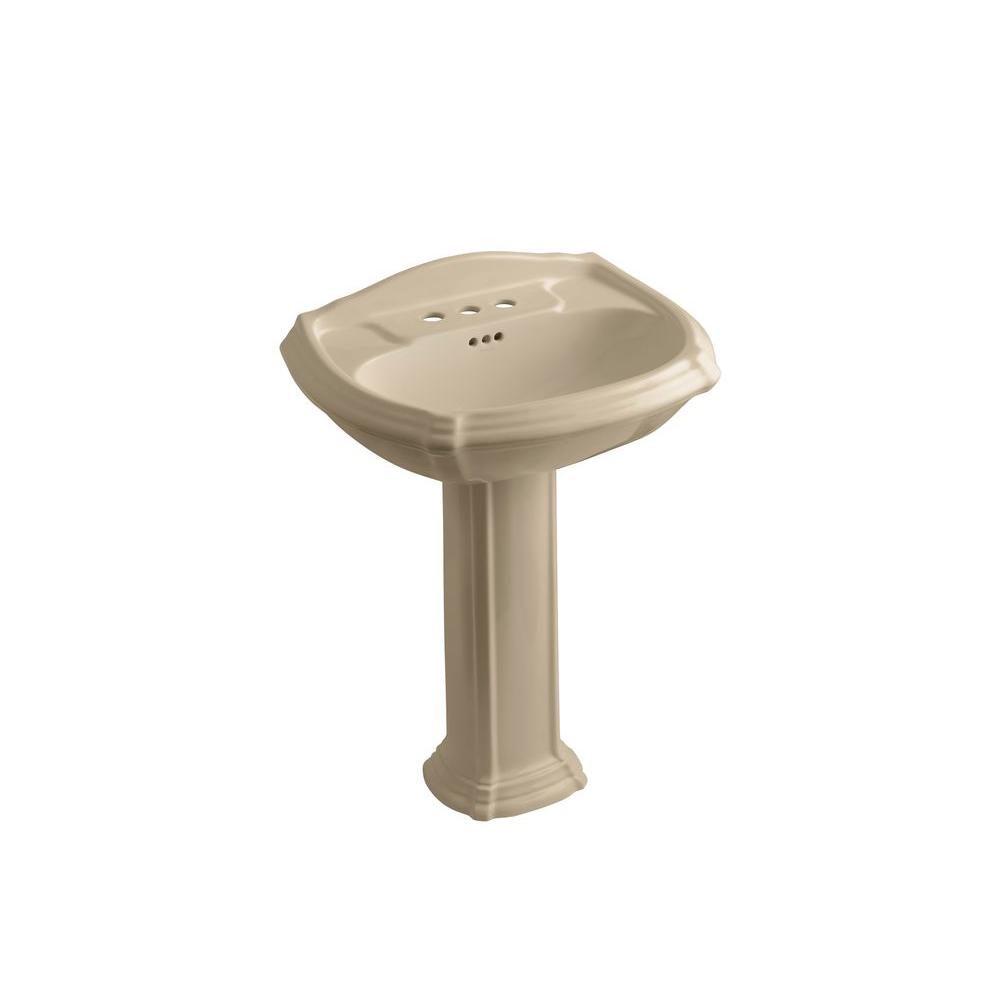 Kohler Portrait Vitreous China Pedestal Combo Bathroom Sink In Kohler Portrait Vitreous China Pedestal Combo Bathroom Sink In Mexican Sand With Overflow Drain