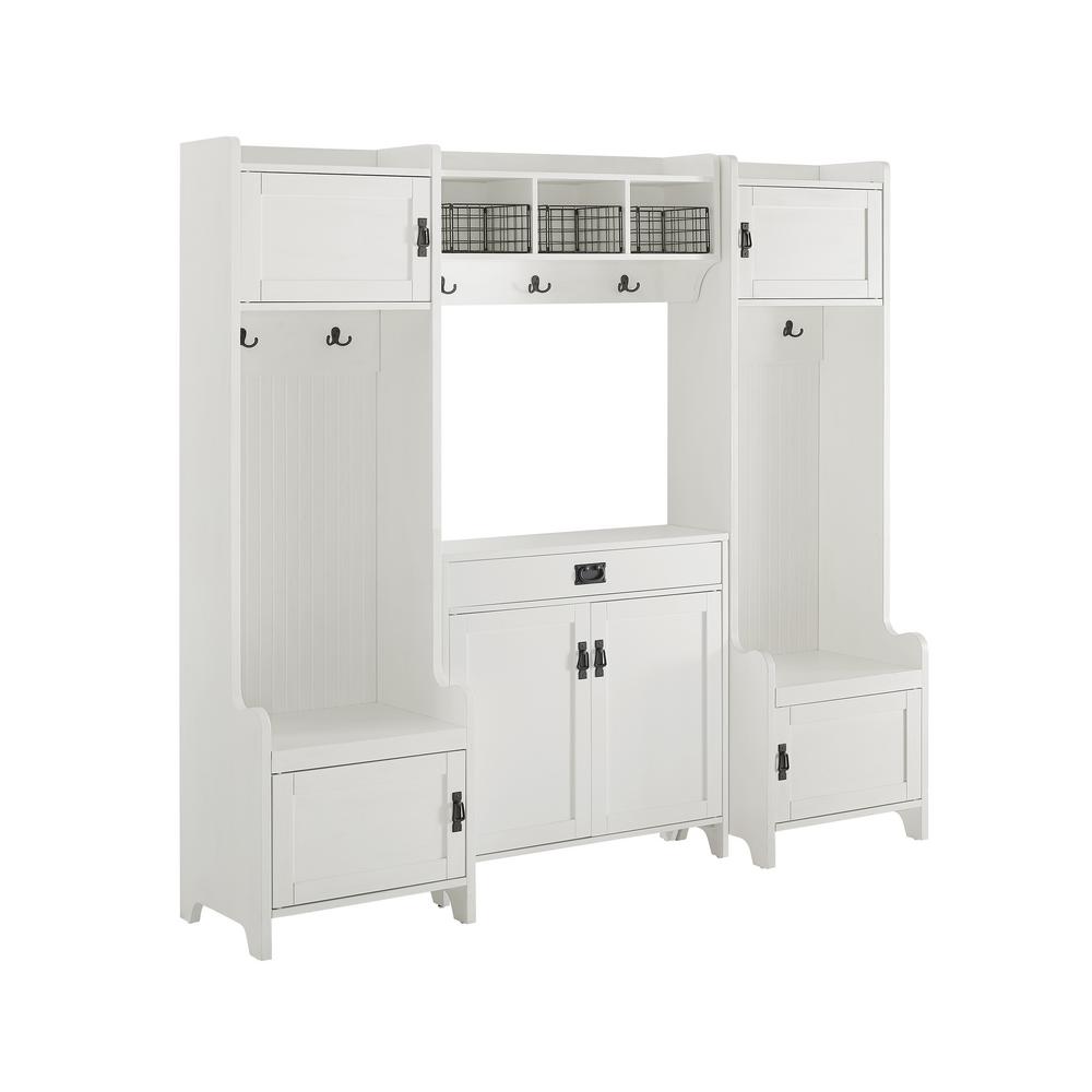 Crosley Furniture Fremont Distressed White Entryway Set 4 Piece