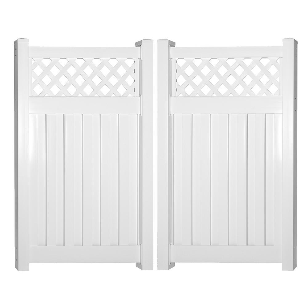 Weatherables Clearwater 8 ft. W x 6 ft. H White Vinyl Privacy Fence Double Gate KitDWPR