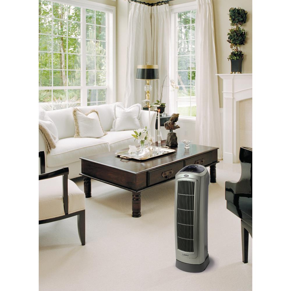 Lasko 1500 Watt Electric Portable Ceramic Tower Space Heater With Remote Control Lko 5538 Tn The Home Depot