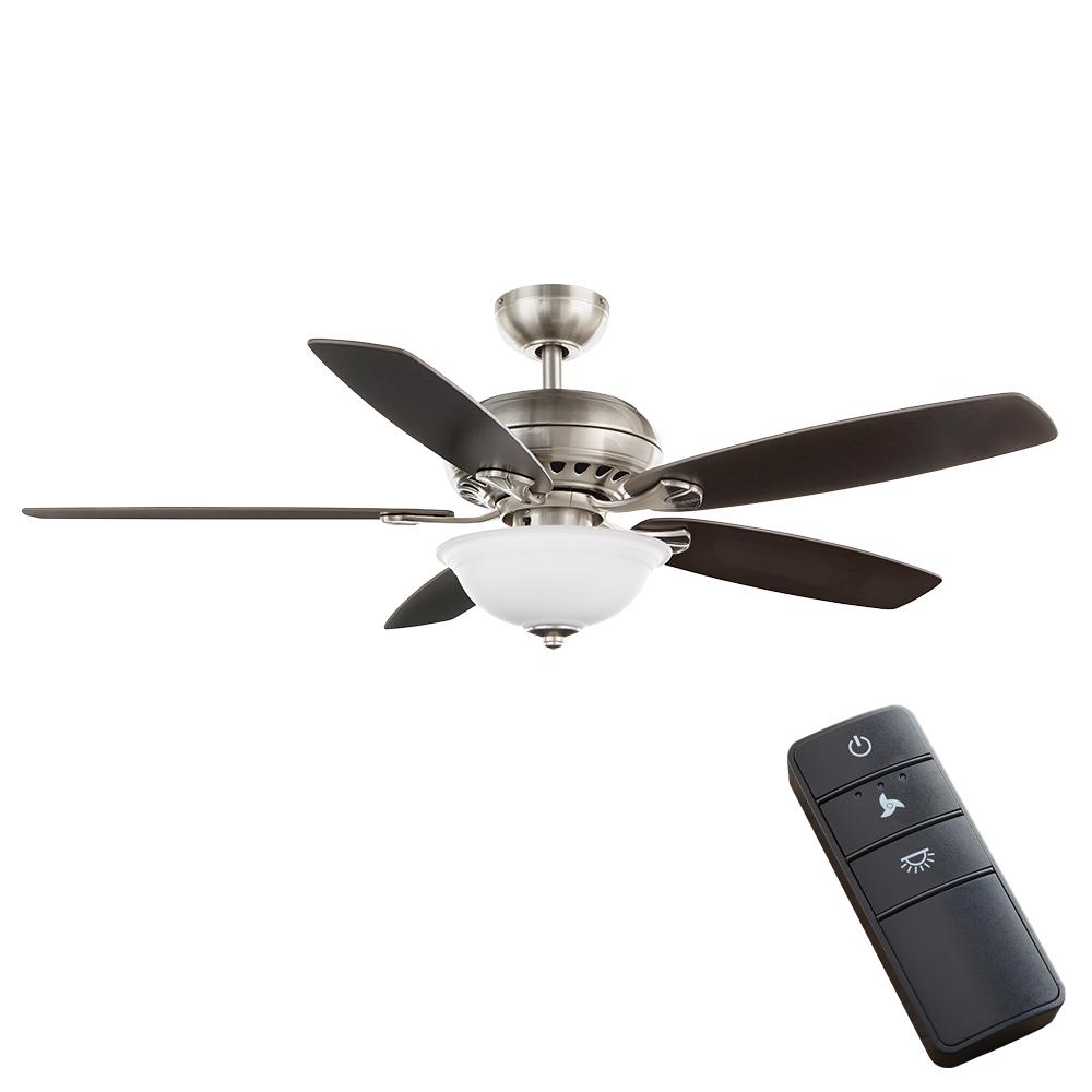 Hampton Bay Southwind II 52 in. LED Indoor Brushed Nickel Ceiling Fan with Light Kit and Remote Control