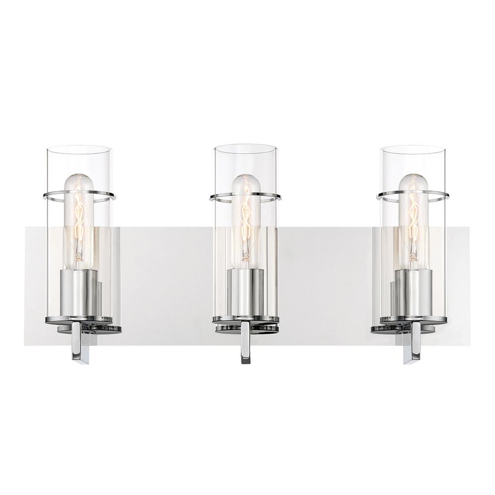Easylite 19 In 3 Light Chrome Vanity With Clear Glass Shade Easylite 19 In 3 Light Chrome Vanity With Clear Glass Shade