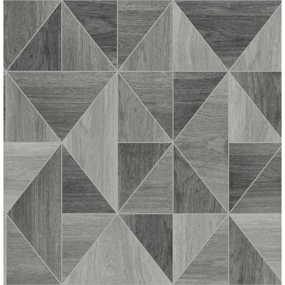 Advantage Simpson Grey Geometric Wood Wallpaper Sample