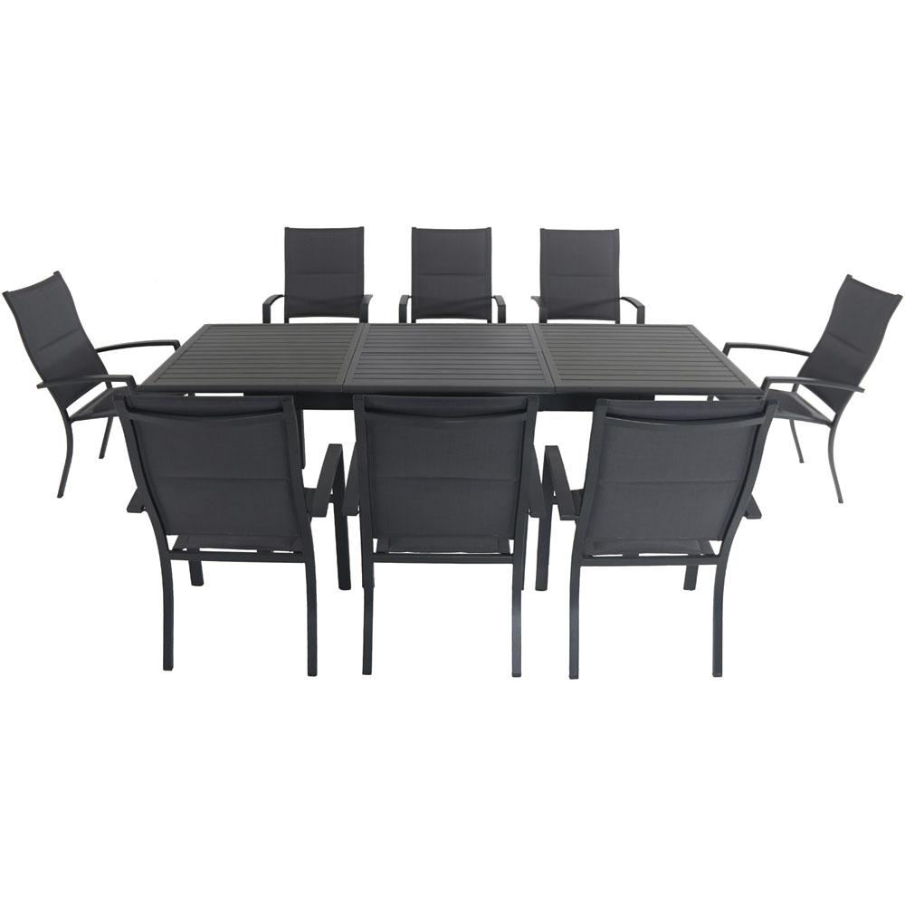 Hanover Cameron 9 Piece Aluminum Outdoor Dining Set With 8 Padded