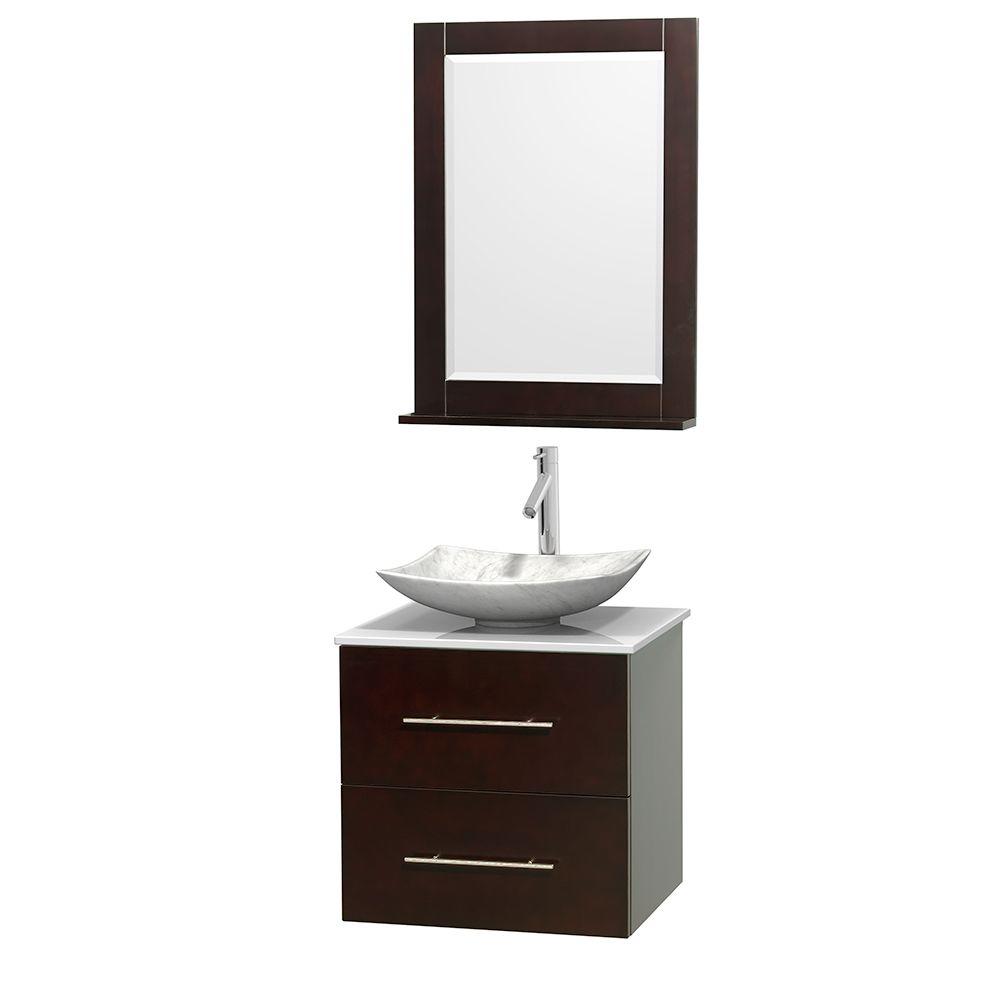 Water Creation 24 in. Vanity in Espresso with Marble Vanity Top in