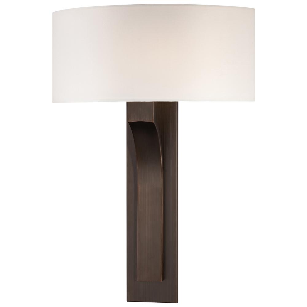 George Kovacs 1 Light Copper Bronze Patina Sconce With White Fabric Shade George Kovacs 1 Light Copper Bronze Patina Sconce With White Fabric Shade