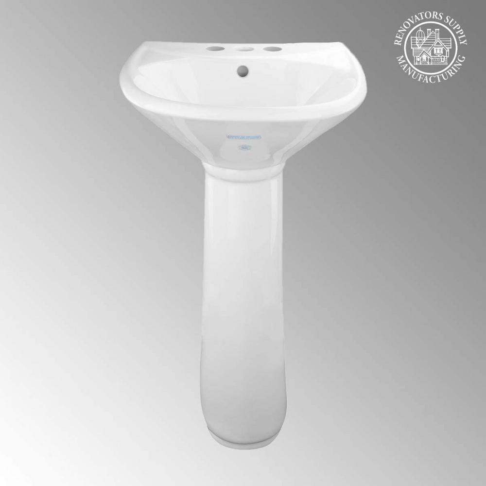 Renovators Supply Manufacturing Ondine 16 In Small Pedestal Combo Bathroom Sink White With Overflow 11863 The Home Depot - Black Iron Pedestal Sink Renovators Supply Manufacturing Ondine 16 In Small Pedestal Combo Bathroom Sink White With Overflow 11863 The Home Depot - Black Iron Pedestal Sink