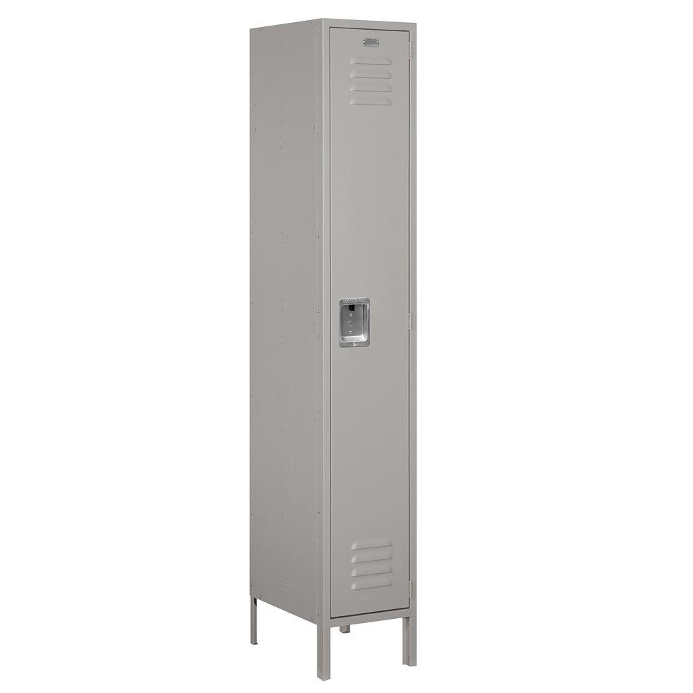 Salsbury Industries Assembled 2-Tier Extra Wide Standard Metal Locker with One Wide Storage Unit 6-Feet High by 15-Inch Deep Blue