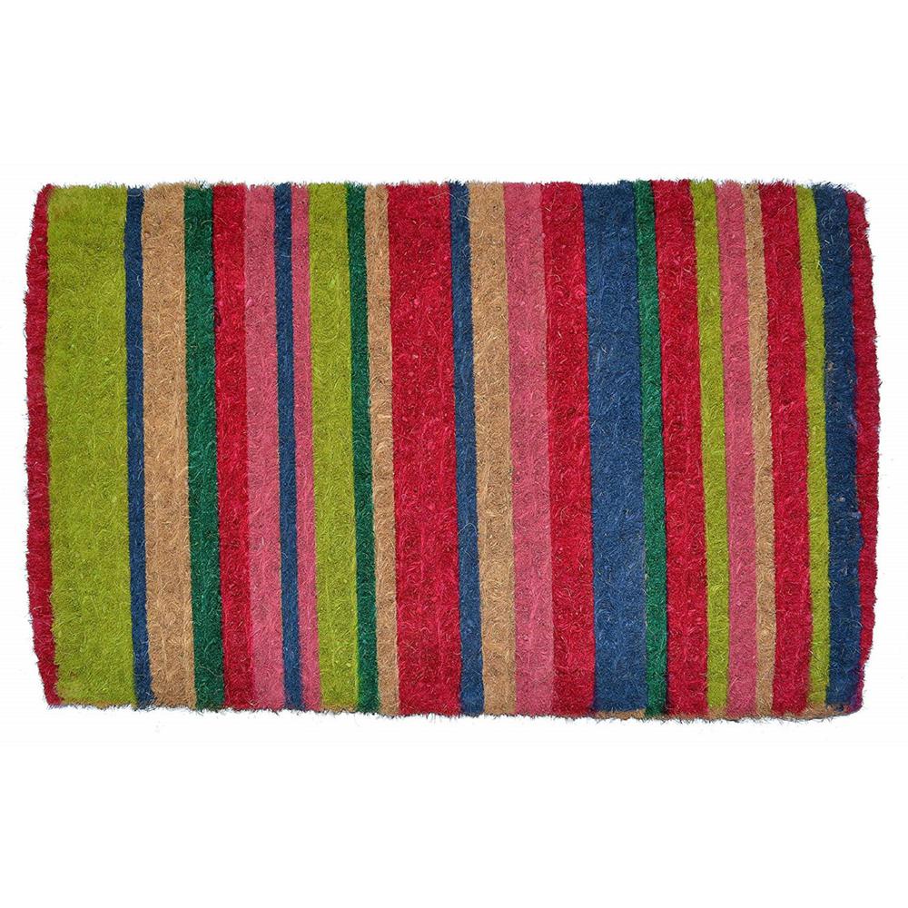 Imports Decor Traditional Coir Multi Color Stripes 48 In X 18