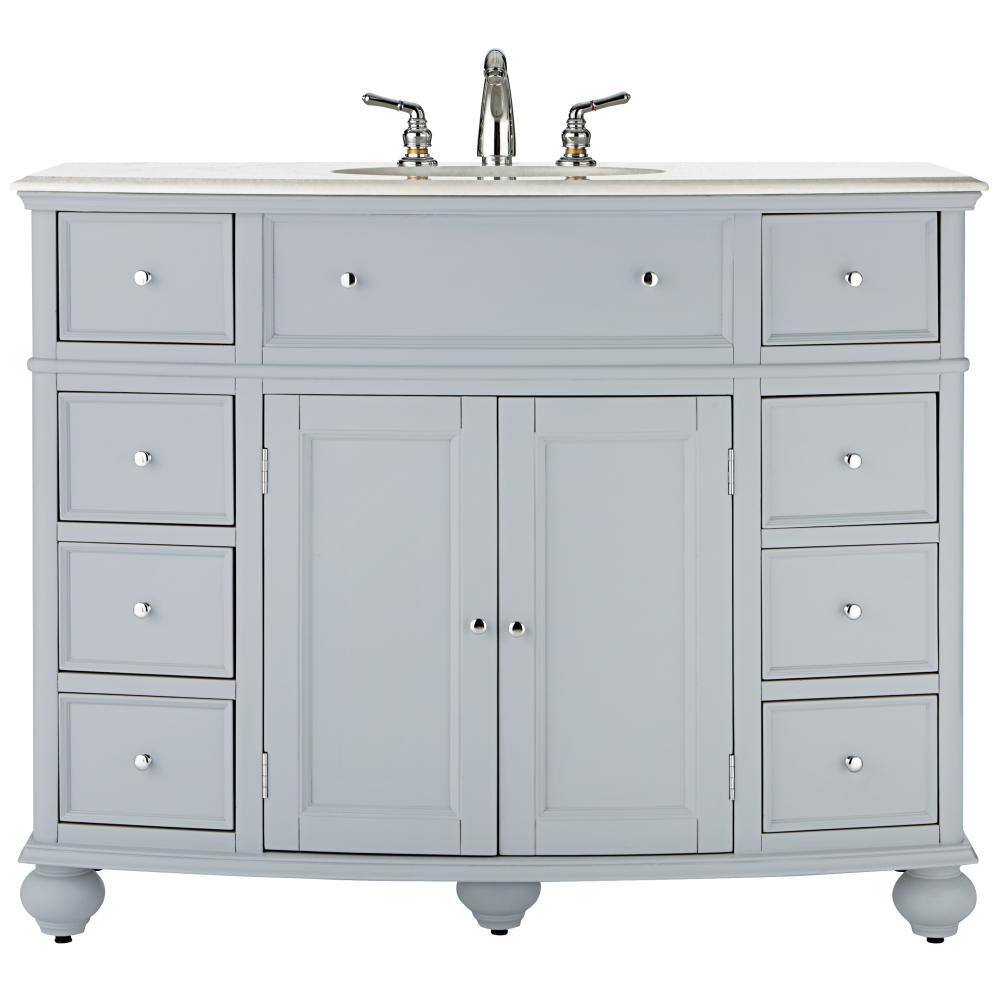 Hampton Harbor 45 in. W x 22 in. D Bath Vanity in Dove Grey with Natural Marble Vanity Top in White