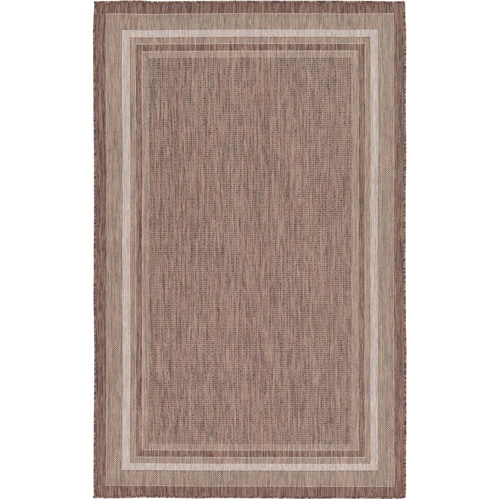Unique Loom Outdoor Soft Border Brown 5 0 X 8 Area Rug 3128929 Unique Loom Outdoor Soft Border Brown 5