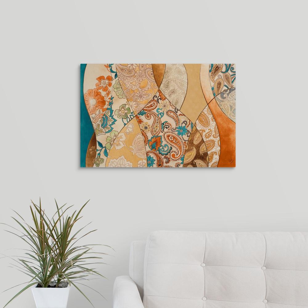 Greatbigcanvas Turquoise Paisley Coalescence By Lanie Loreth Canvas Wall Art 2415620 24 24x16 The Home Depot