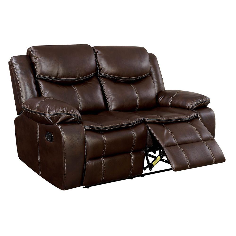 benjara transitional style brown double recliner love seatbm177934  the  home depot