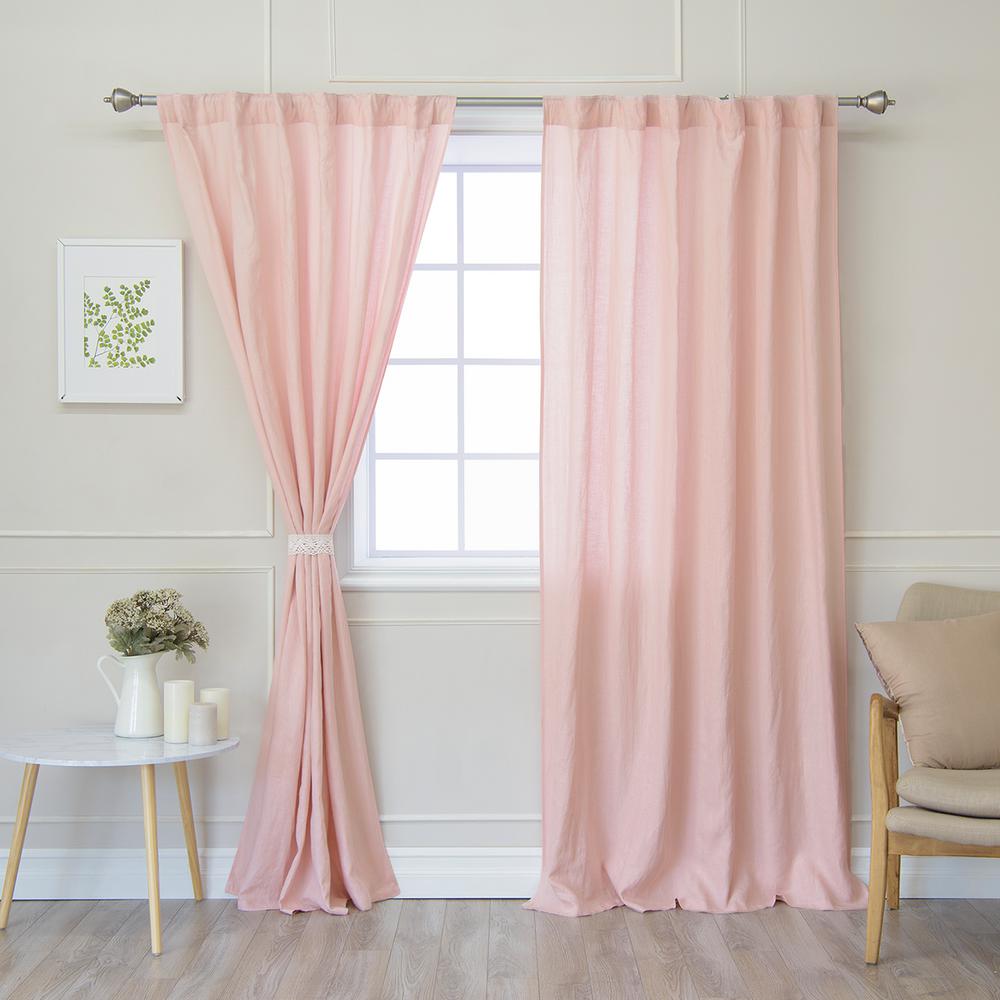 Pink Linen Curtains Drapes Window Treatments The Home Depot