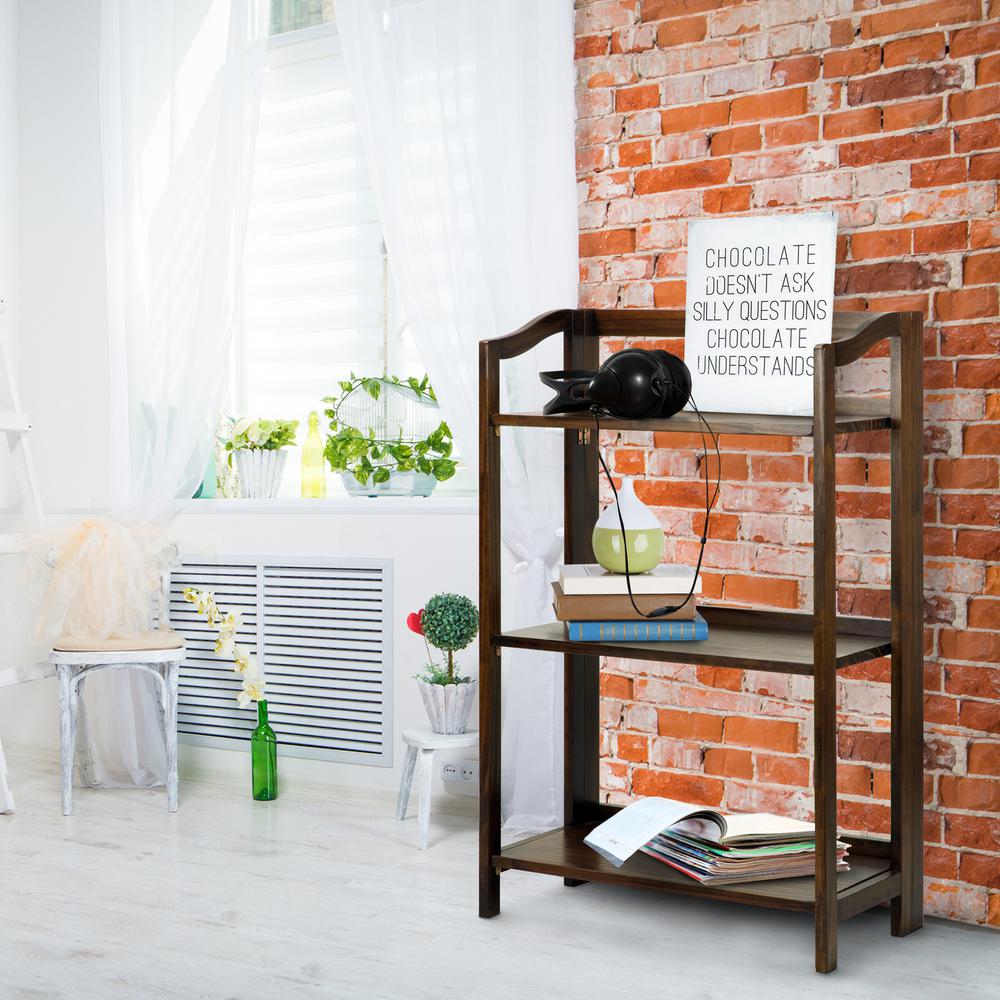 Casual Home Stratford Warm Brown 3 Shelf Folding Bookcase 337 34 Casual Home Stratford Warm Brown 3 Shelf Folding Bookcase