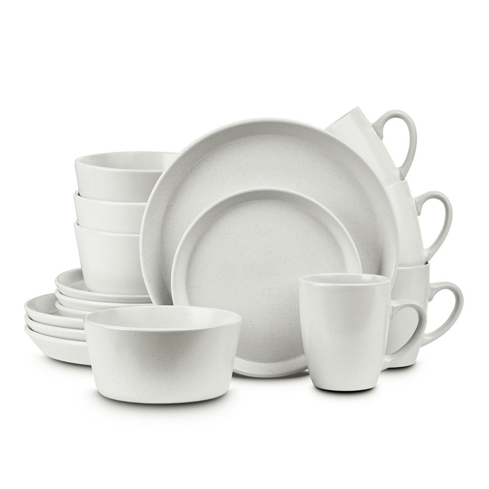 STONE LAIN 16-Piece Casual Snow White Stoneware Dinnerware Set (Service for 4)