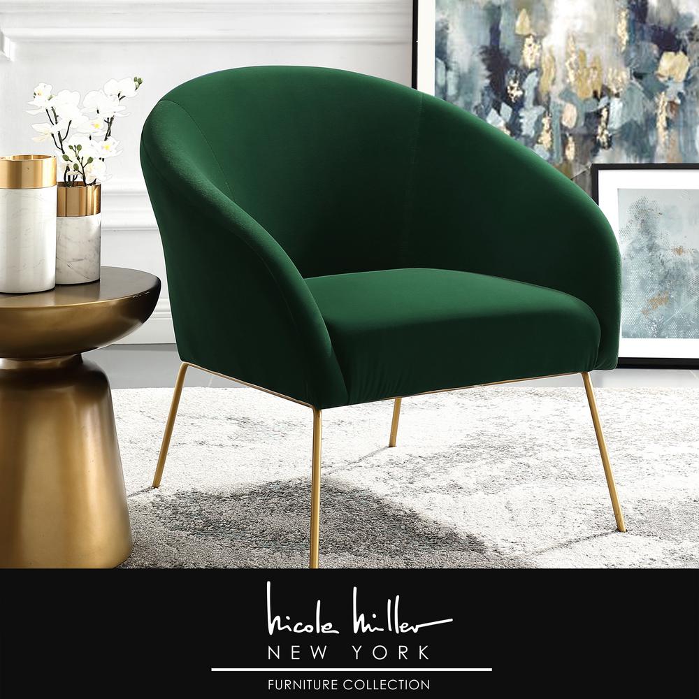Nicole Miller Darrell Green Gold Velvet Accent Chair With