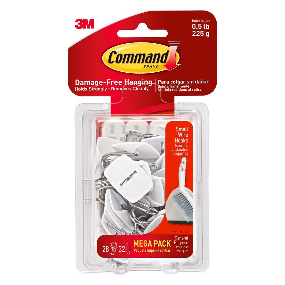 Command White Small Wire Hook (28Hook/32Strip per Pack)17067MPES