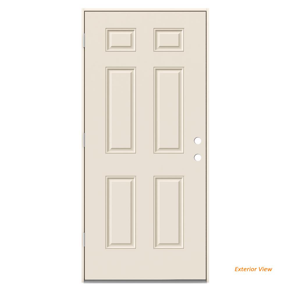 JELD-WEN 36 In. X 80 In. 6-Panel Primed Right-Hand Outswing Steel ...