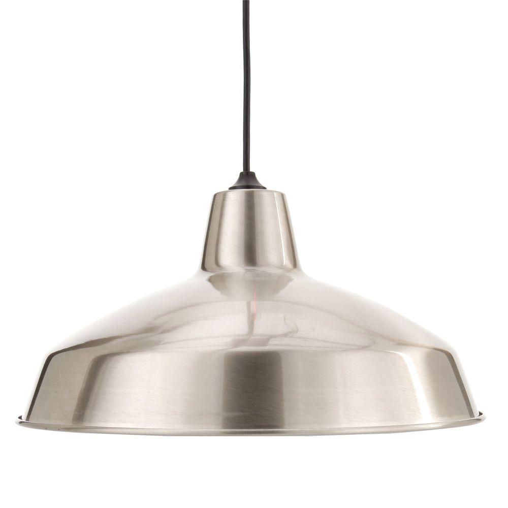 Hampton Bay 1 Light Brushed Nickel Warehouse Pendant Af 1032r The Home Depot