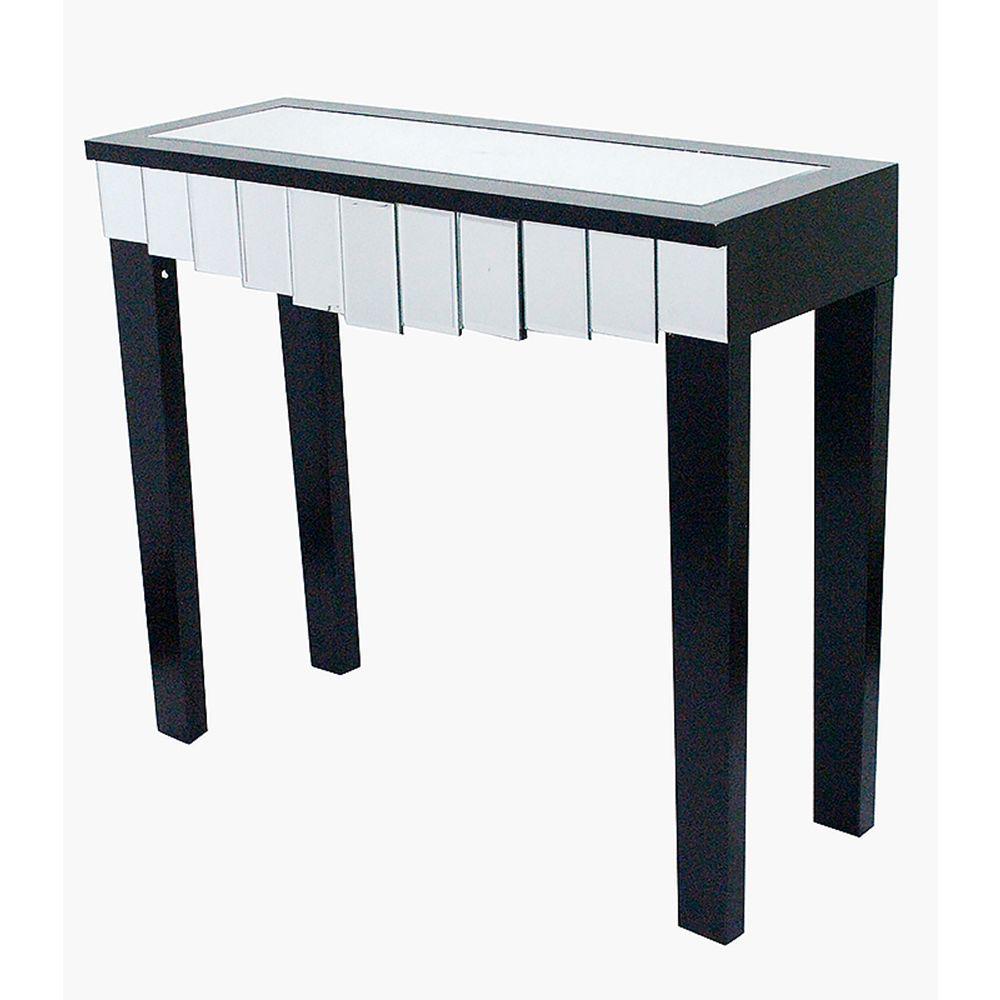 Homeroots Shelly Black Mirrored Console Table 294682 The Home Depot