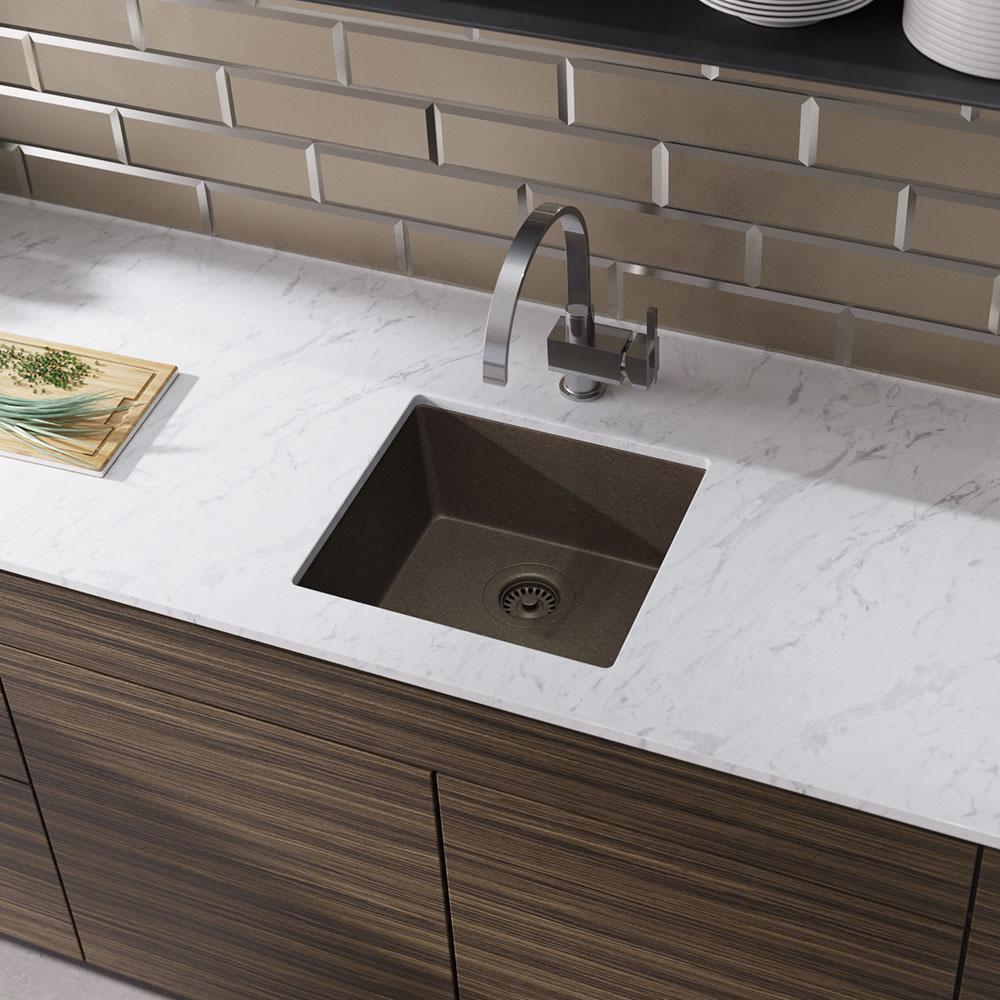 Rene Dual Mount Composite Granite 17 3 4 In Single Bowl Kitchen Sink Umber