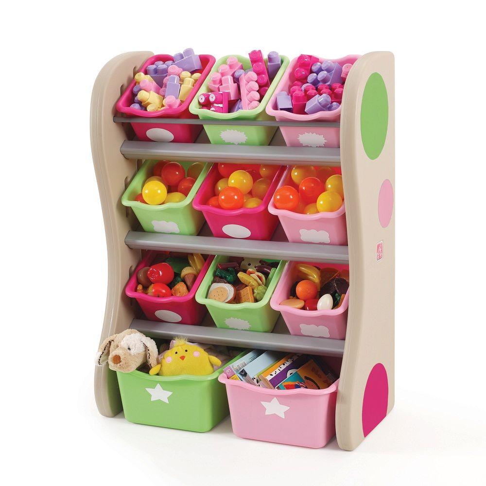 step 2 toy box with shelf pink