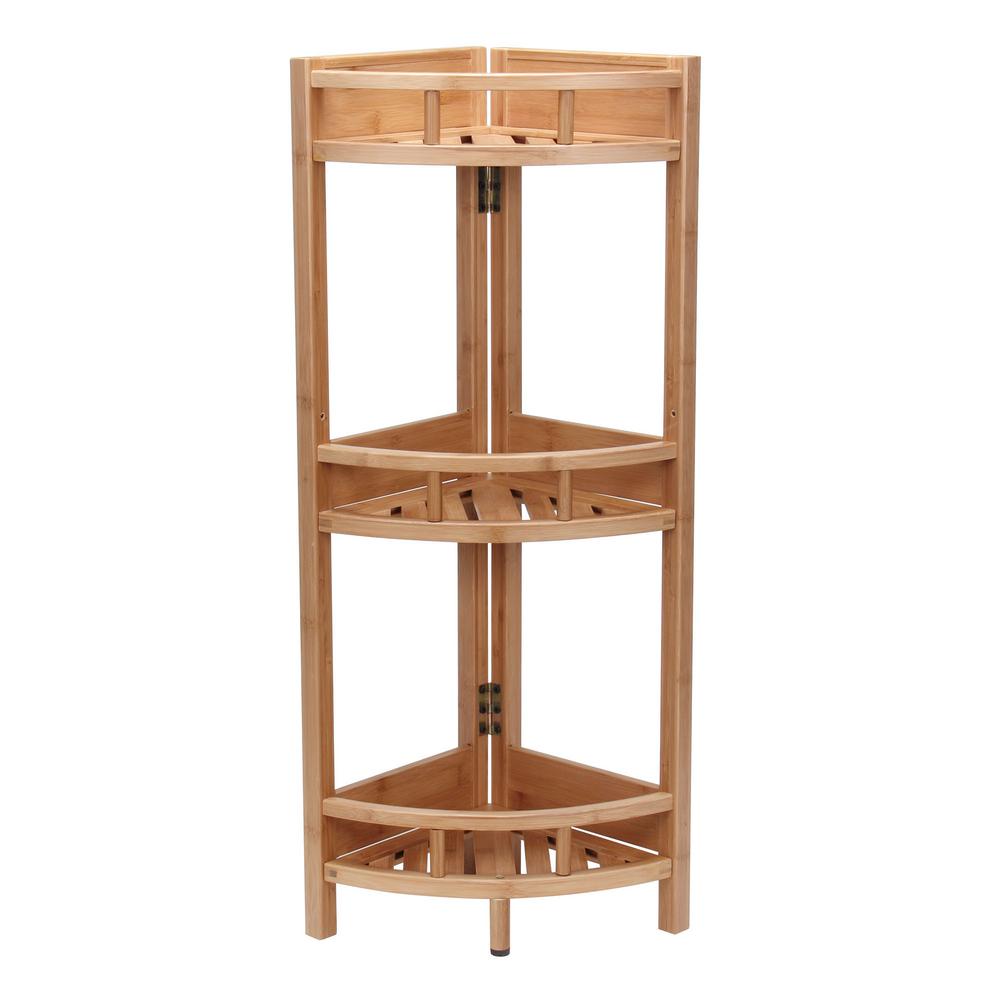 Household Essentials 3 Shelf Corner Bamboo Slats