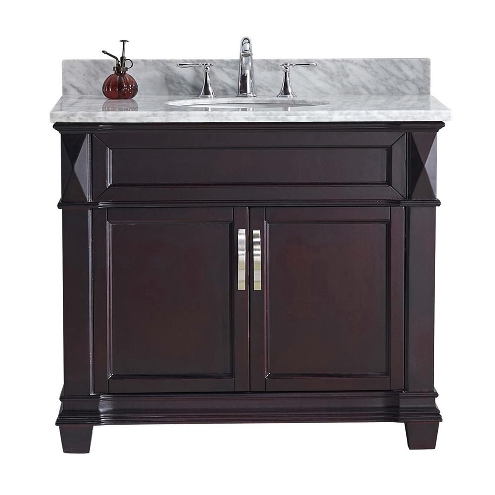 Virtu USA Victoria 36 in. W Bath Vanity in Espresso with Marble Vanity