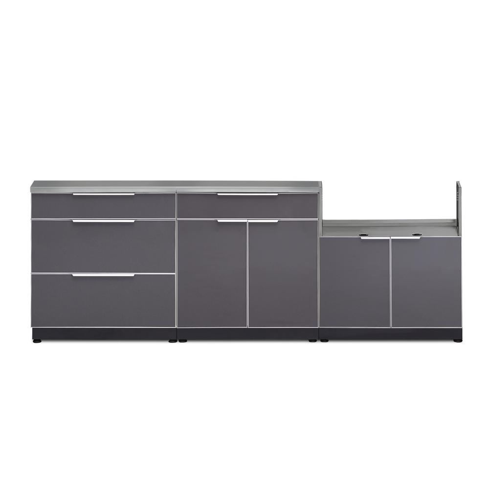 2 Piece NewAge Products 65311 Outdoor Kitchen Cabinet Set in Aluminum, Slate Grey W//O Tops Outdoor Kitchen Set