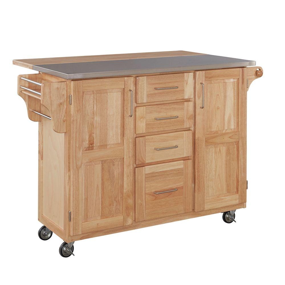 Home Styles Natural Kitchen Cart With Stainless Top 5086 95 The Home   Natural Home Styles Kitchen Carts 5086 95 64 1000 