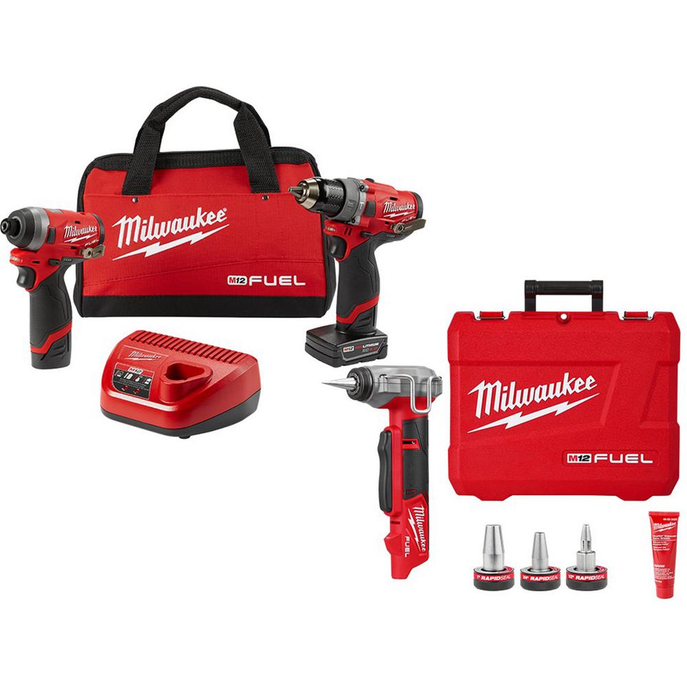 Milwaukee M12 FUEL 12-Volt Cordless Hammer Drill & Impact Driver Combo ...