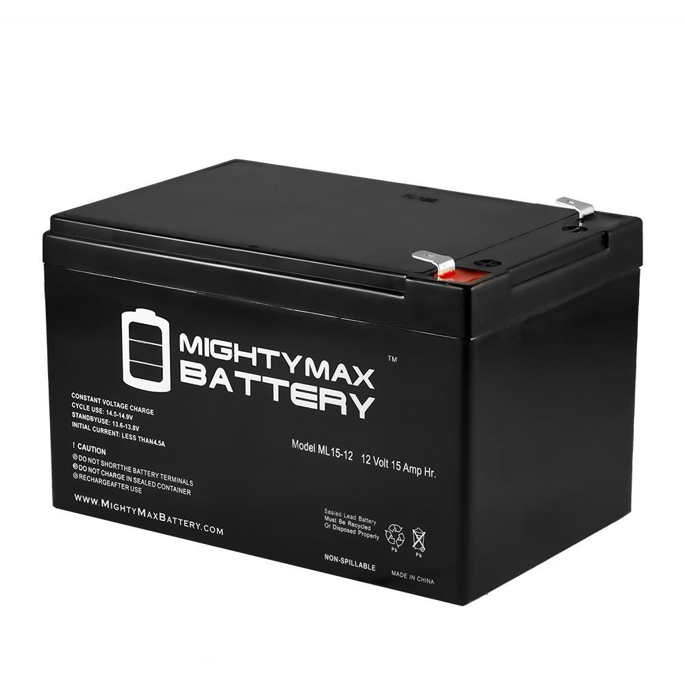 MIGHTY MAX BATTERY 12 Volt 15 Ah Rechargeable F2 Terminal Sealed Lead