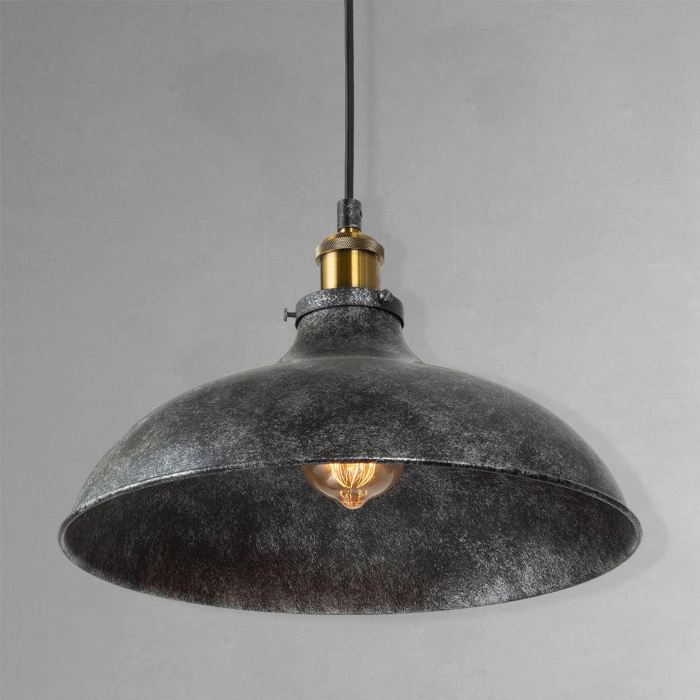 LNC Farmhouse 14 in. 1-Light Dome Shade Industrial Barn Light Pendant ...