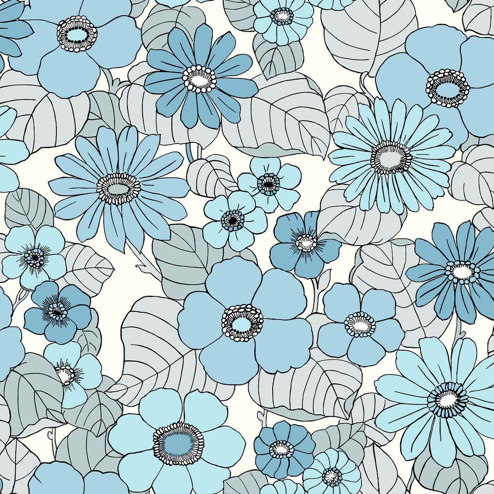 Brewster Light Blue Floral Burst Wallpaper Wv3852 The Home Depot