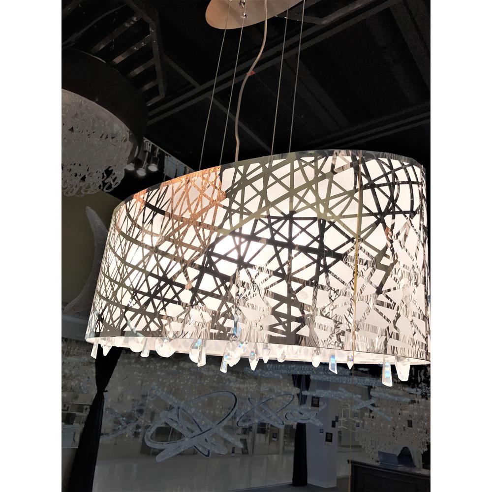 Worldwide Lighting Julie 6 Light Chrome Oval Drum Chandelier With Light Chrome Oval Drum Chandelier
