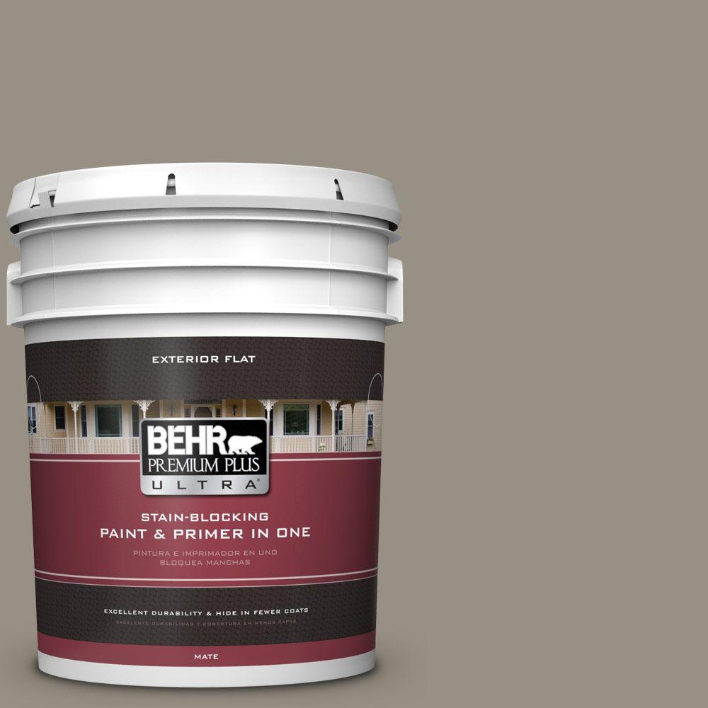BEHR Premium Plus Ultra 5gal. N3205 Gray Squirrel Flat Exterior Paint485405 The Home Depot