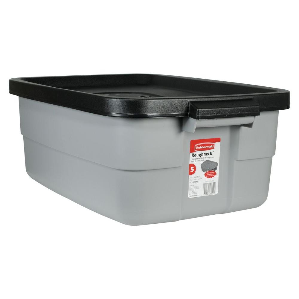Rubbermaid Roughneck 10 Gal Storage Tote Fg2214tpmicbl The Home Rubbermaid Roughneck 10 Gal Storage Tote Fg2214tpmicbl The Home Depot