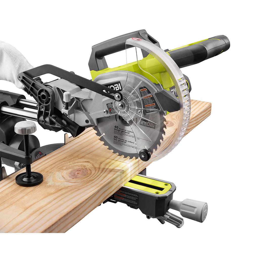 Ryobi 7 1 4 In Compound Sliding Miter Saw Tss702 The Home Depot - What Size Miter Saw Do I Need For Laminate Flooring