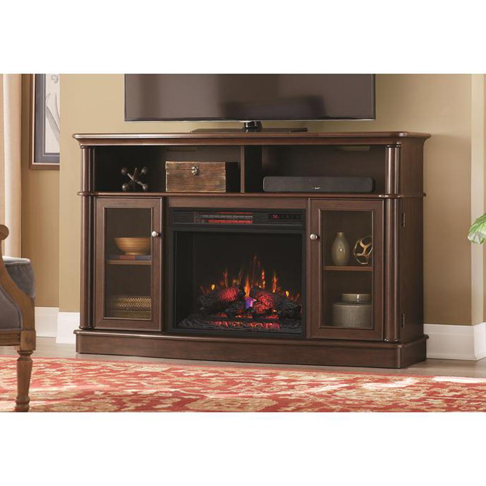 Home Decorators Collection Tolleson 56 in. TV Stand Infrared Bow Front Electric Fireplace in 