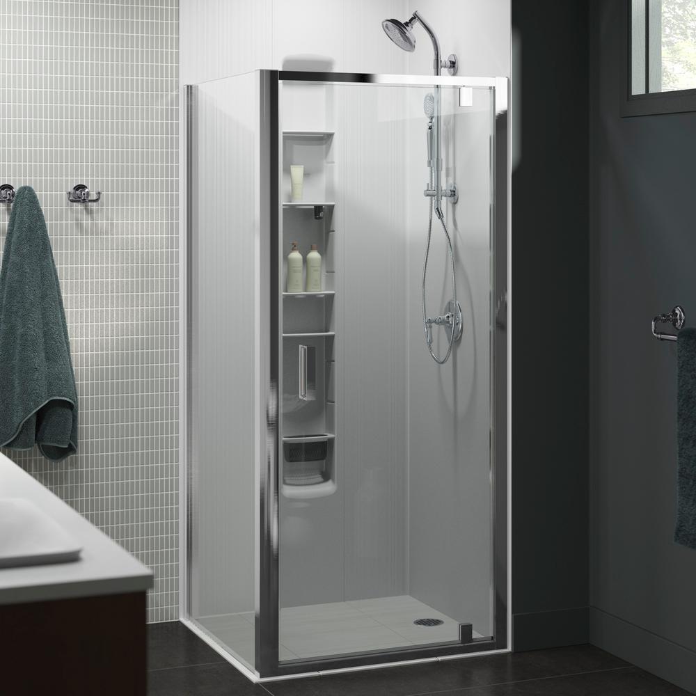Kohler Aerie 35 8125 In X 75 Frameless Corner Pivot Shower Door Frameless Corner Pivot Shower Door In Bright Polished Silver