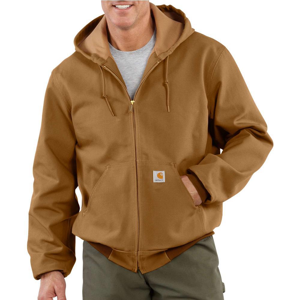 Carhartt Men's Large Brown Cotton Duck Active Jacket Thermal Lined-J131 ...