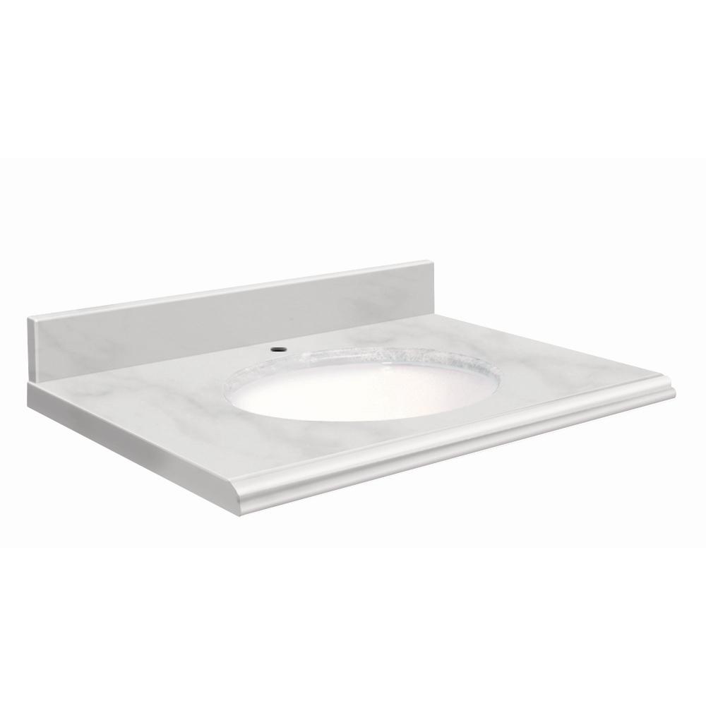 Transolid 31 in. W x 19 in. D Marble Vanity Top in White Carrara with
